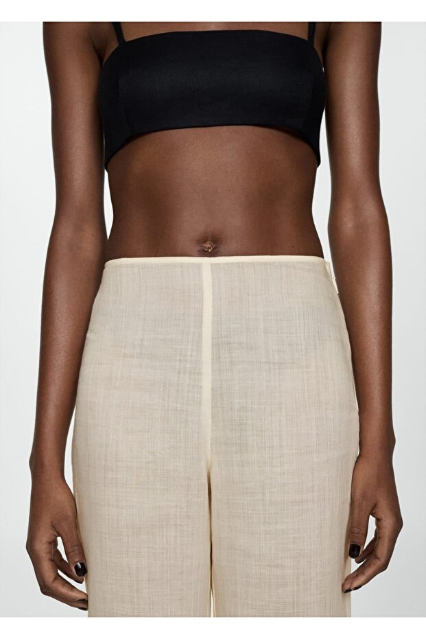 %100 Rami Düz Kesim Pantolon - 5