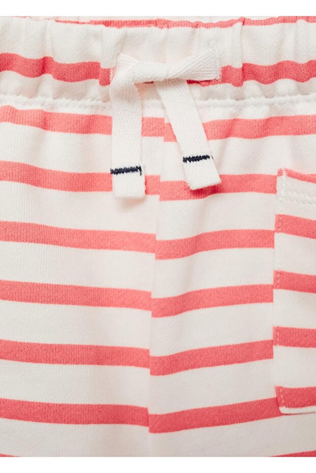 Çizgili Pamuklu Şort - 3