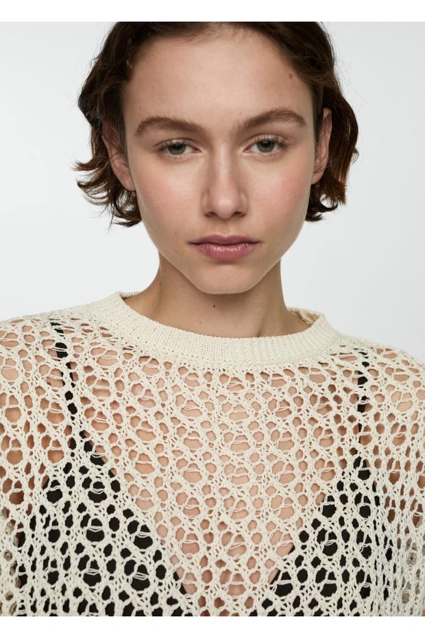 Pamuklu kroşe kazak - 7