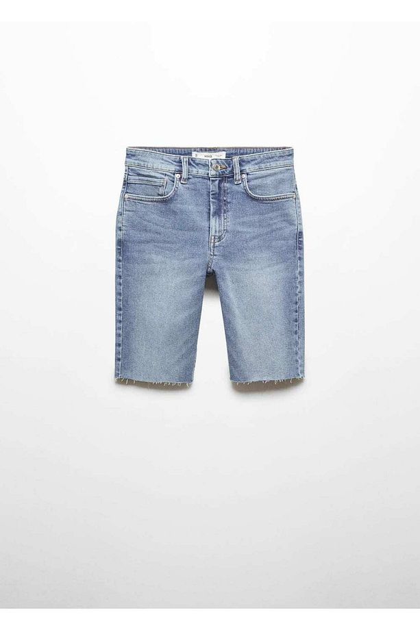 Slim fit kot bermuda şort - 3