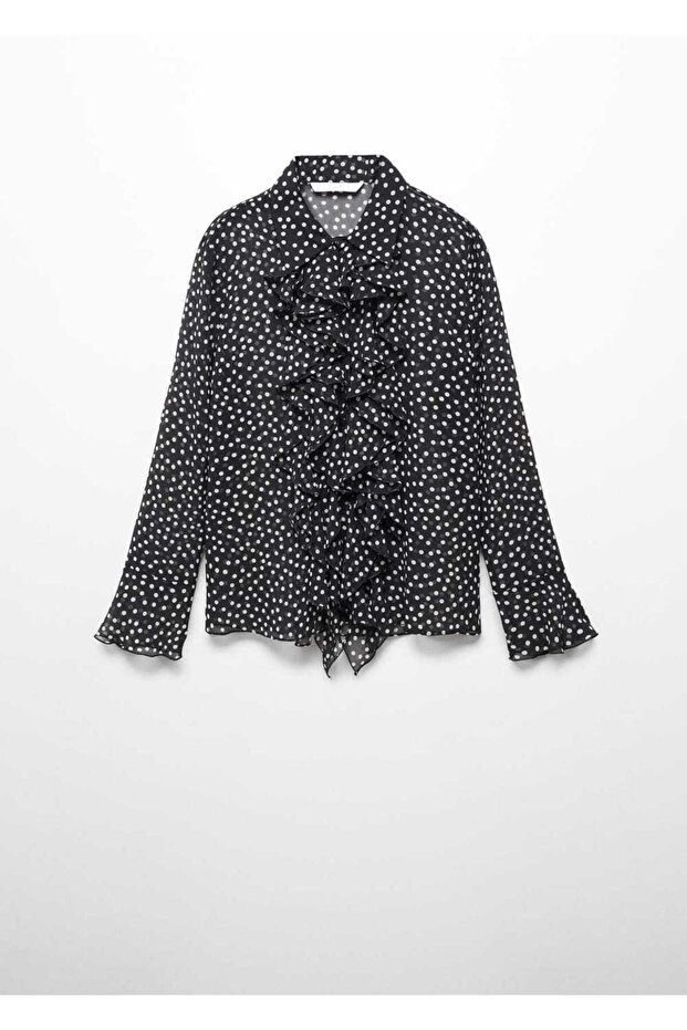 Volanlı desenli bluz - 3