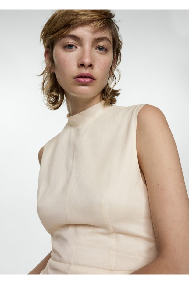 Sırtı açık rami elbise - 5