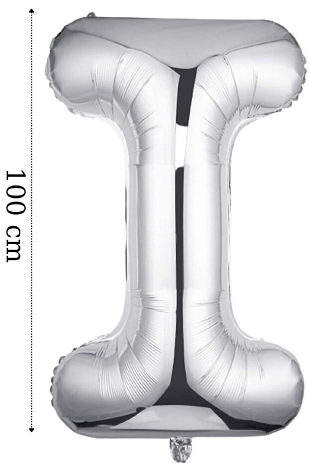 Foil Balloon Letter I Helium Balloon 100 Cm Silver Color