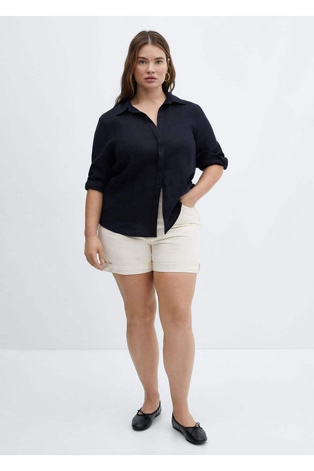 Yüksek belli denim şort - 6