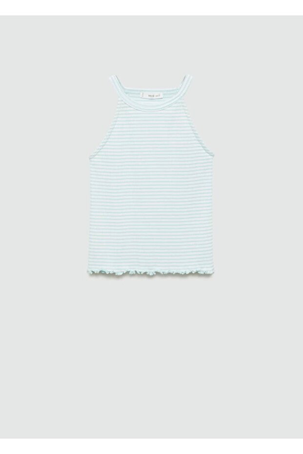 Askılı çizgili tişört - 1