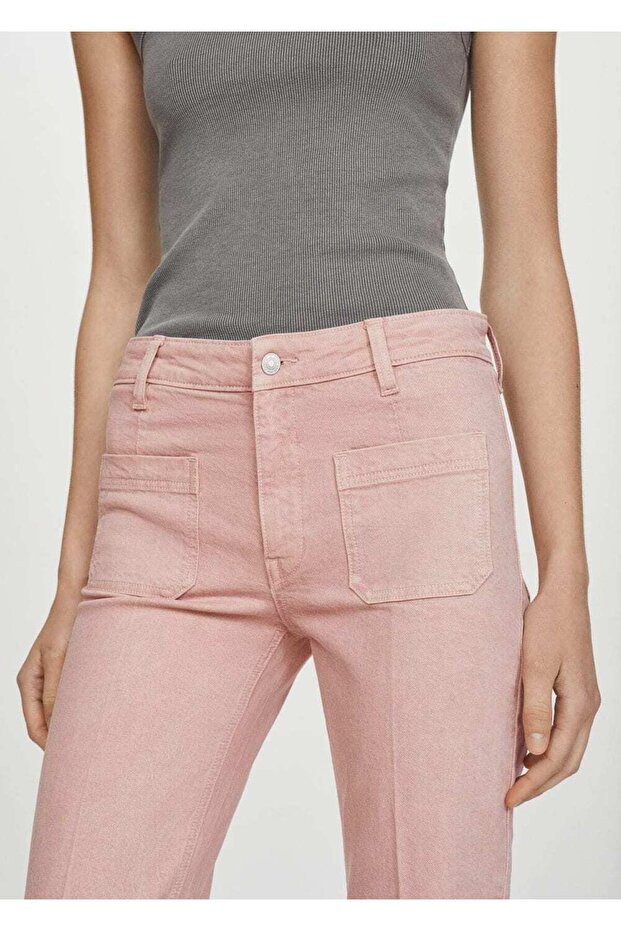 İspanyol paça cepli jean pantolon - 8