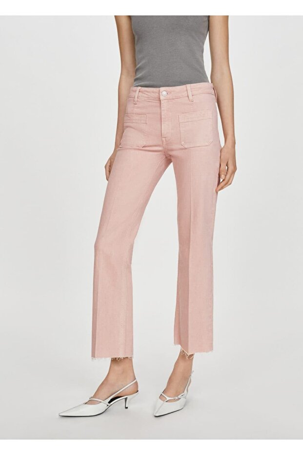 İspanyol paça cepli jean pantolon - 1