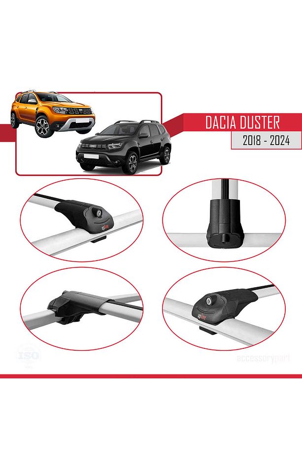 Dacia Duster 2 (HM) 2018 Ve Sonrası Ile Uyumlu Ace-1 Ara Atkı Tavan Barı Gri 2 Adet - 5