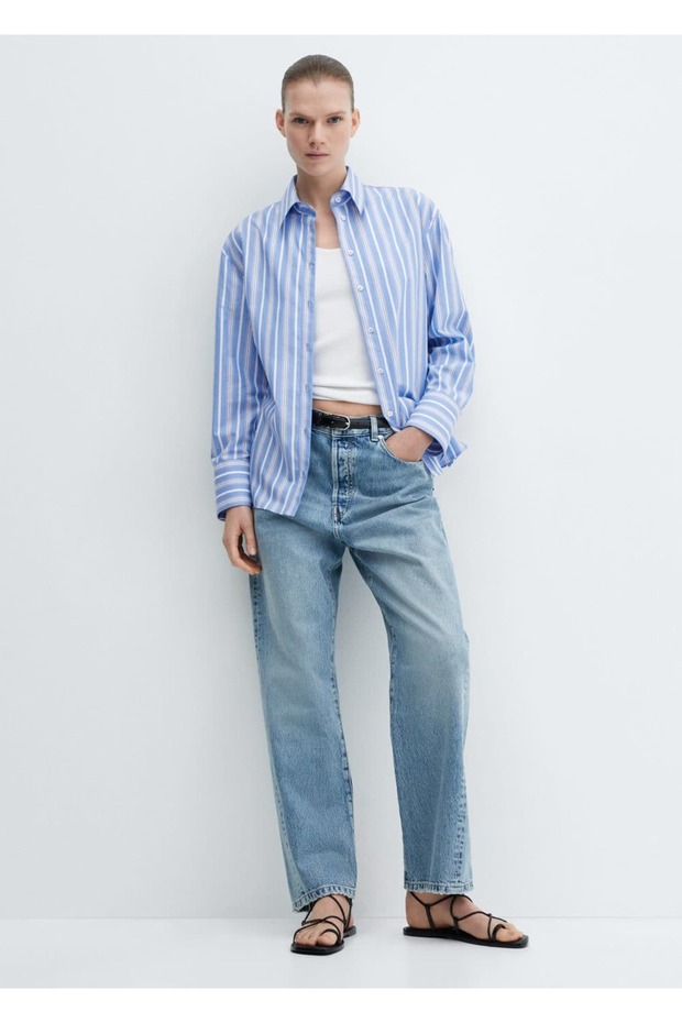 Fiyonklu çizgili bluz - 7