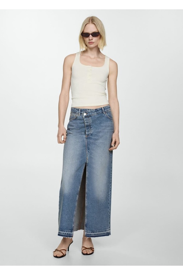 Asimetrik denim etek - 2