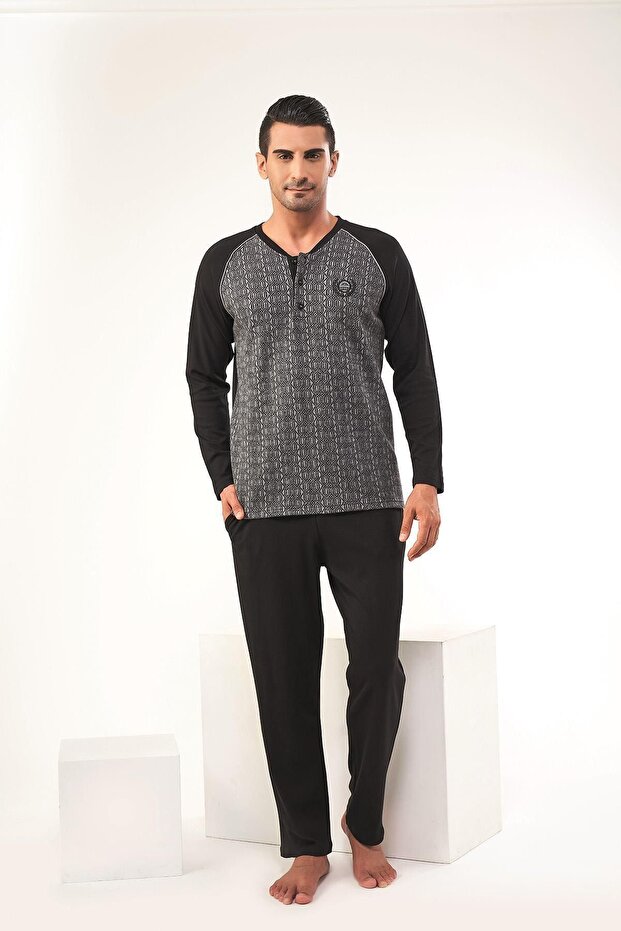 Men's Patchwork Pajama Set 22604 - 1