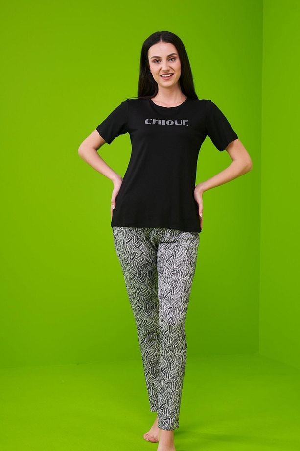 23174 Kadın Desenli Pijama Takım - 3