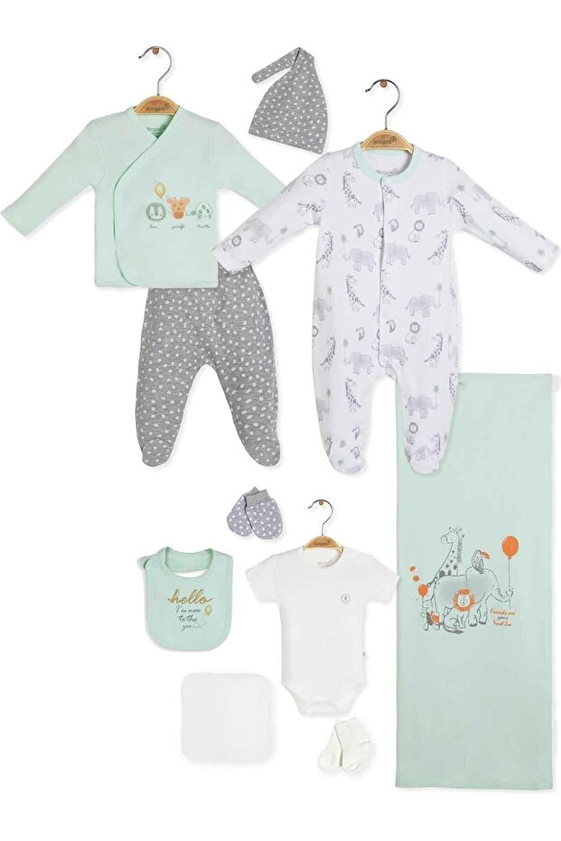 Biorganik 63197 Baby Boy Travel Zoo 10-Piece Hospital Exit Set