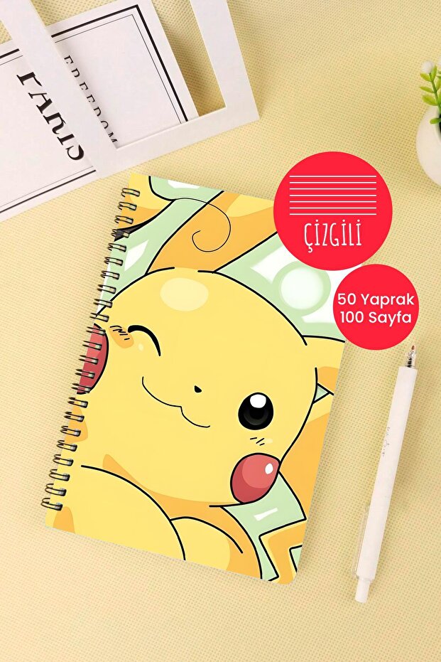 Pokemon Pikachu Designed A5 Spiral School Notebook 50 Sheets 100 Pages - Ruled