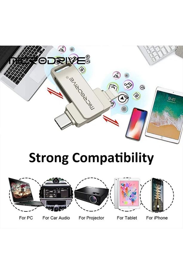 256gb. Iphone Lightning Ve Type-c Flash Bellek Otg Çift Taraflı Metal Sağlam Orginal - 2