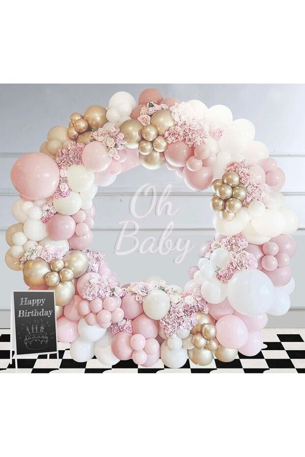 Pink Macaron Mermaid - Gold Balloon Chain