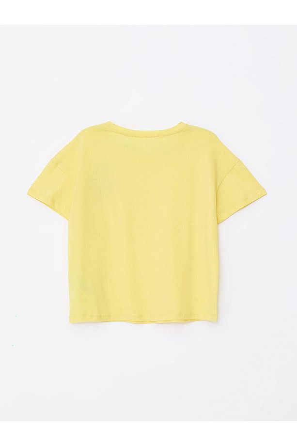 LCW Young Sarı Bisiklet Yaka Baskılı Kısa Kollu Kadın Şortlu Pijama Takımı - 7