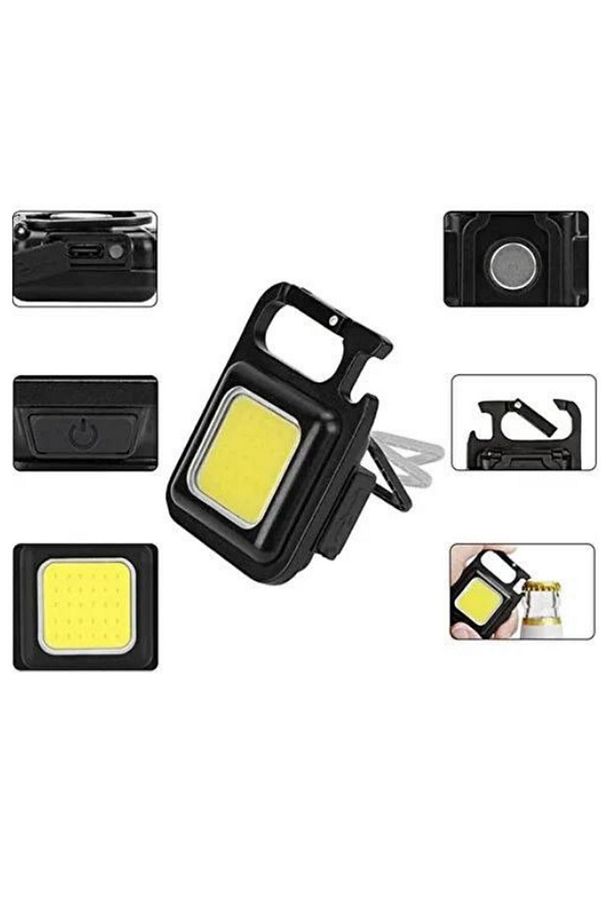 Rechargeable Keychain Light Şarj Edilebilir Şarjlı Mini Mıknatıslı El Feneri Anahtarlık Tirbuşon - 2