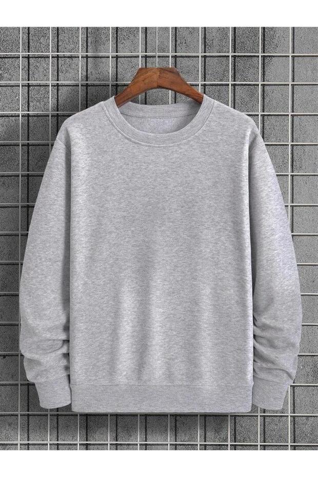Soft Comfortable Molded Crew Neck Cotton Sweatshirt - Plain Unprinted