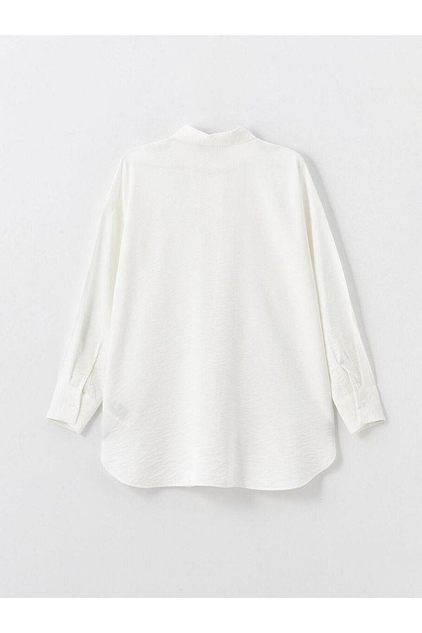 LCW Modest Ekru Düz Oversize Kadın Gömlek Tunik - 2