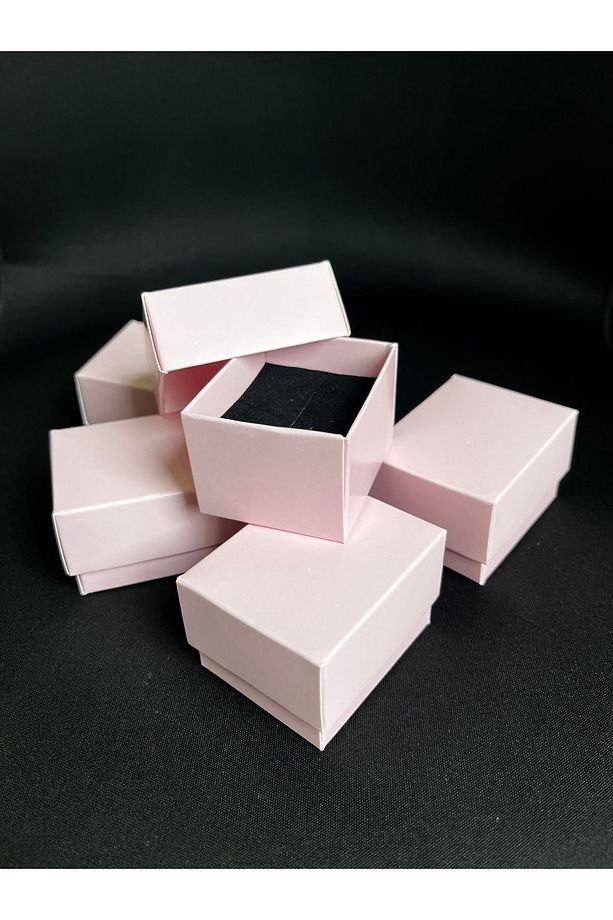 Pembe Süngerli Yüzük Kutusu 5,5x4,5x3,5cm - 15 Adet Kullanıma Hazır/ Yapılı Kutu Olarak Sevk - 4