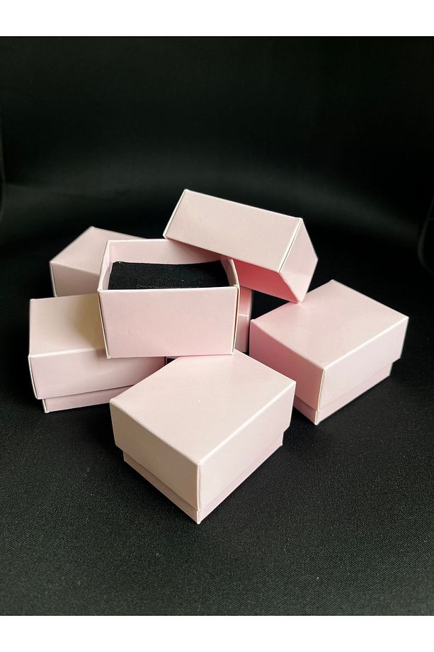 Pembe Süngerli Yüzük Kutusu 5,5x4,5x3,5cm - 15 Adet Kullanıma Hazır/ Yapılı Kutu Olarak Sevk - 2