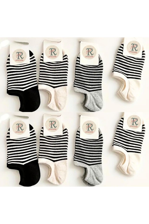Women's Striped 8 Pairs of Socks Colorful Invisible Women's Ballerina Socks
