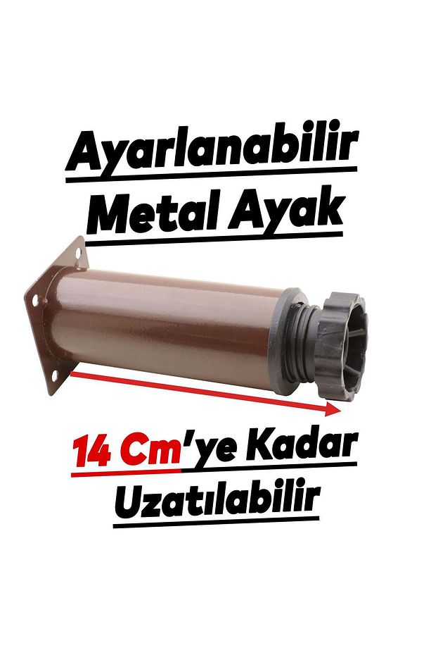 Ayarlanabilir Mobilya Kanepe Baza Koltuk Metal Destek Yükseltici Kahve Ayağı 12 cm Ayakları 8 Adet - 2