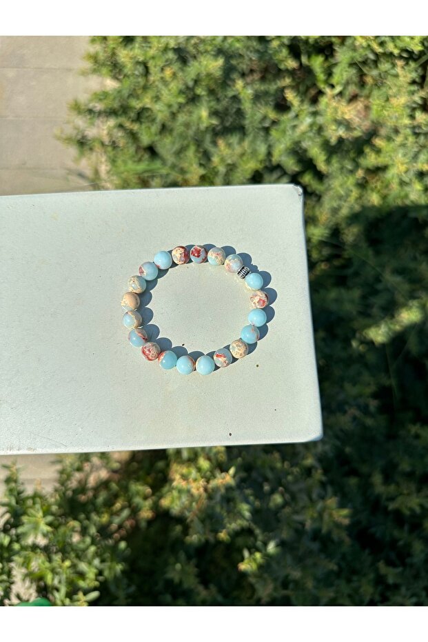 Natural Stone Variscite Bracelet - Adjustable Elastic and Durable