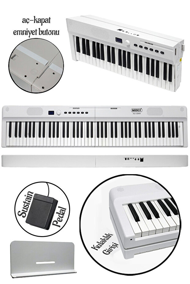 PLX-120WH Yüksek Kaliteli Katlanır Taşınabilir Dijital Piyano - 3
