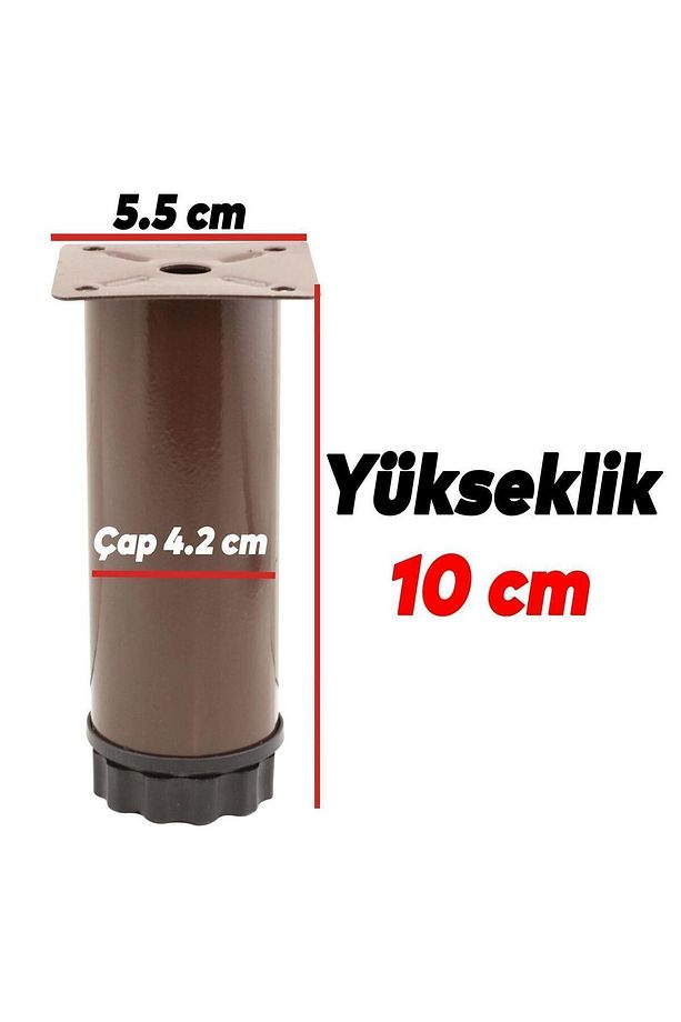 Ayarlanabilir Dolap Mobilya Kanepe Baza Metal Destek Yükseltici Ayağı 10 Cm Kahve Ayakları 4 Adet - 3