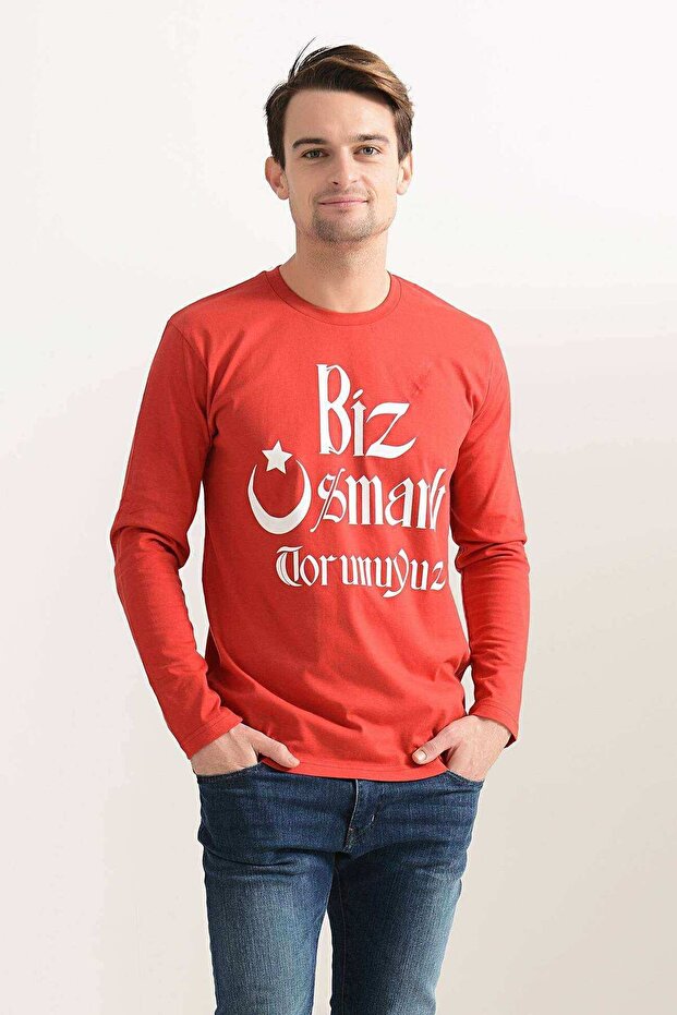 We Are Ottoman Grandchildren Printed Red Men's Sweatshirt Long Sleeve