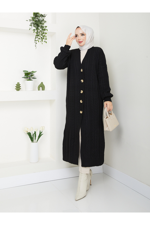 Women's Chain Knit Full Length Cardigan