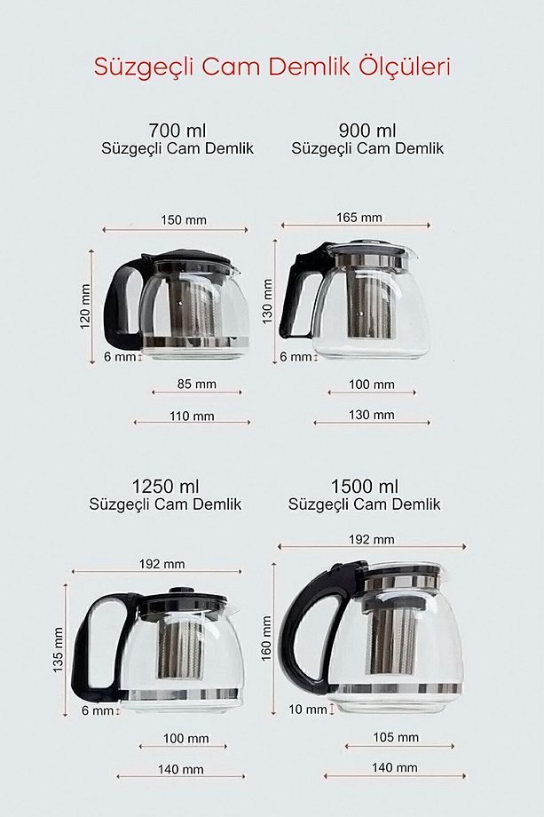 Luca Süzgeçli Cam Çaycı Demliği 1250 Ml - 3