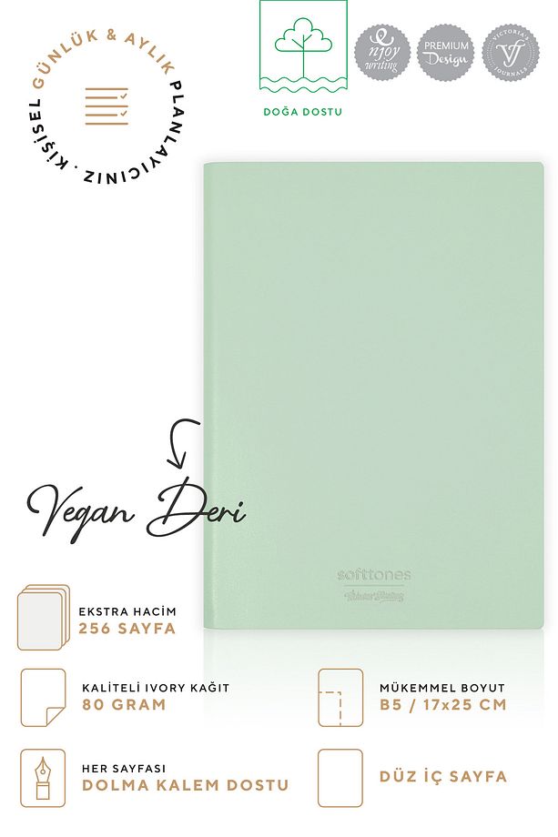Softtons Esnek Kapak Defter B5 Krem 128 yp. Çizgisiz (Düz) - 3