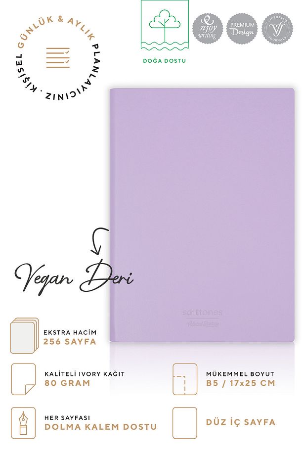 Softtons Esnek Kapak Defter B5 Krem 128 yp. Çizgisiz (Düz) - 3