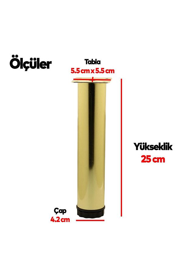 Ayarlanabilir Mobilya Kanepe Baza Koltuk Metal Destek Yükseltici Gold Ayağı Ayakları 25 cm 8 Adet - 3