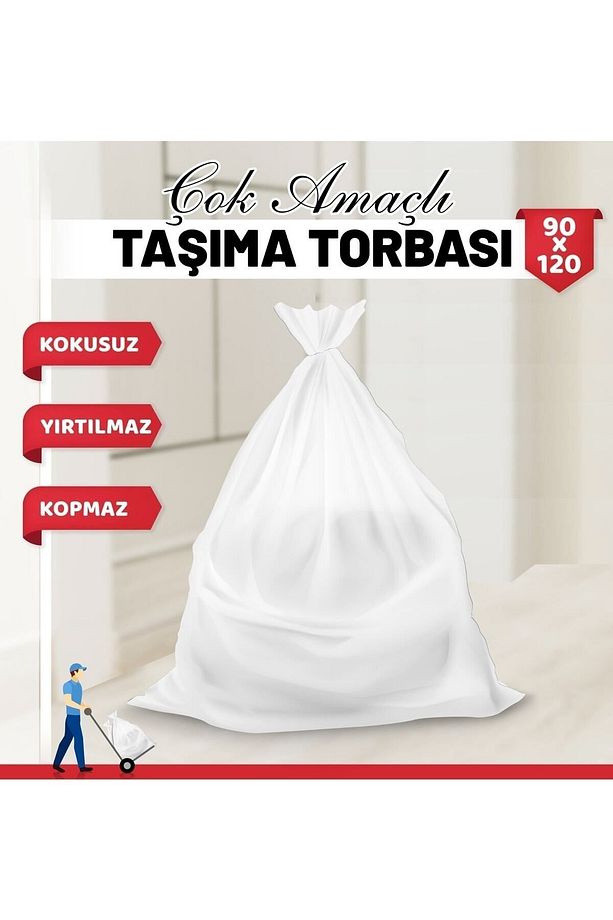 5 Adet 90x120 Cm Büyük Boy Poşet Ev Taşıma Poşeti Kurban Poşeti Çöp Poşeti - 1
