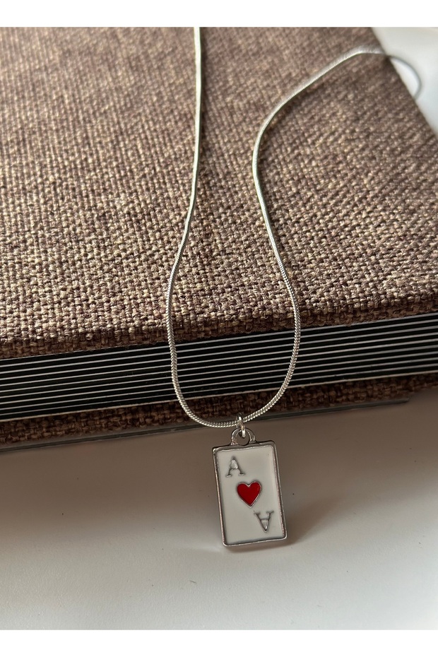 Çelik As Plaka Gümüş Renk Kolye - 1