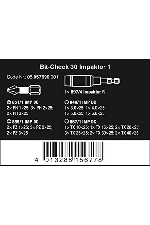 htsp 05057690001 Bit-Check 30 Impaktor 1, Impaktor Bits Uç seti, darbeli uygulamalar için şmd al - 3