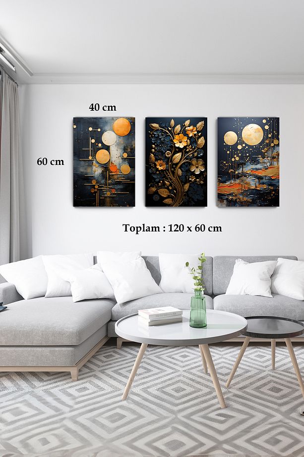 3 Lü Tablo - Elite Style - Dekoratif 3 Lü Tablo - 3 Lü Tablo - 3lü Tablo - Üçlü Tablo - 4