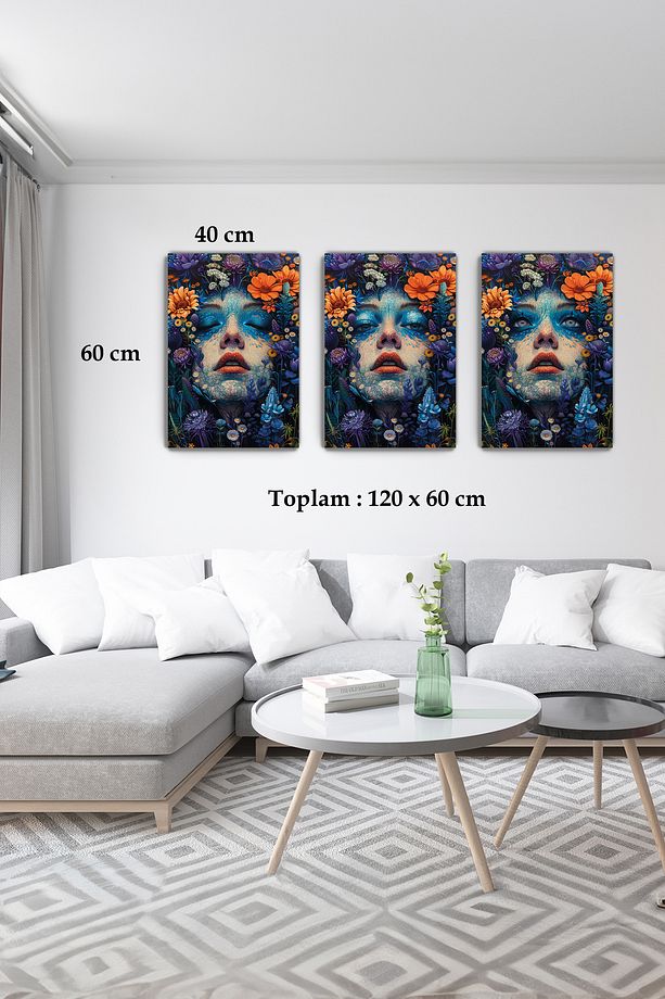 3 Lü Tablo - Doğanın Uyanışı - Dekoratif 3 Lü Tablo - 3 Lü Tablo - 3lü Tablo - Üçlü Tablo - 4