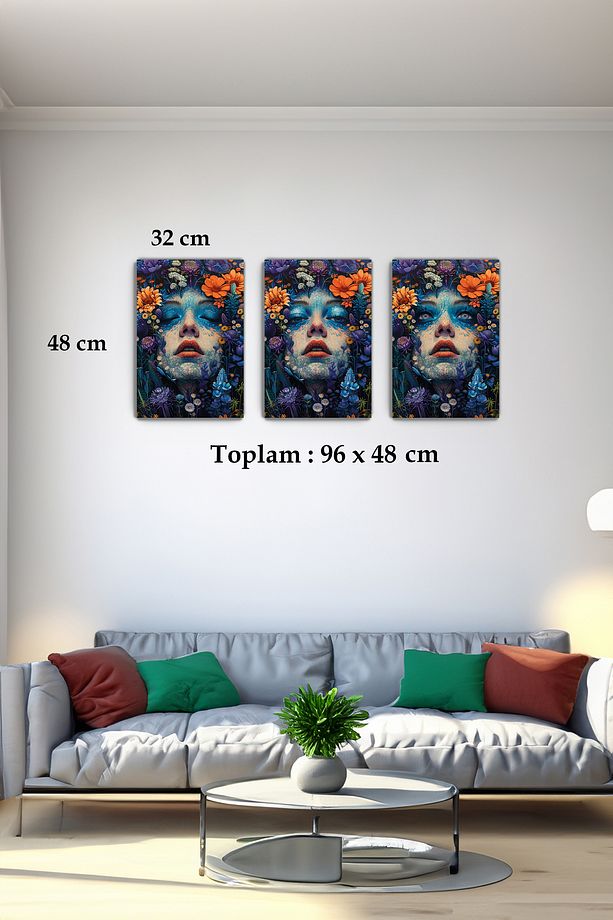 3 Lü Tablo - Doğanın Uyanışı - Dekoratif 3 Lü Tablo - 3 Lü Tablo - 3lü Tablo - Üçlü Tablo - 3