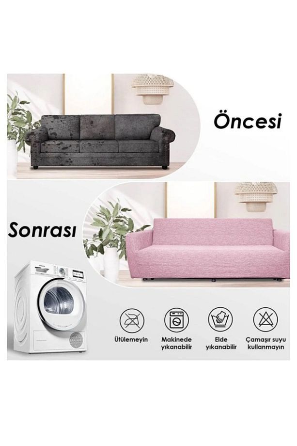BATTAL BOY Lastikli Koltuk Örtüsü Seti (2 Adet 3'lü + 2 Adet 1'li) - Lastikli Koltuk Kılıfı - 3
