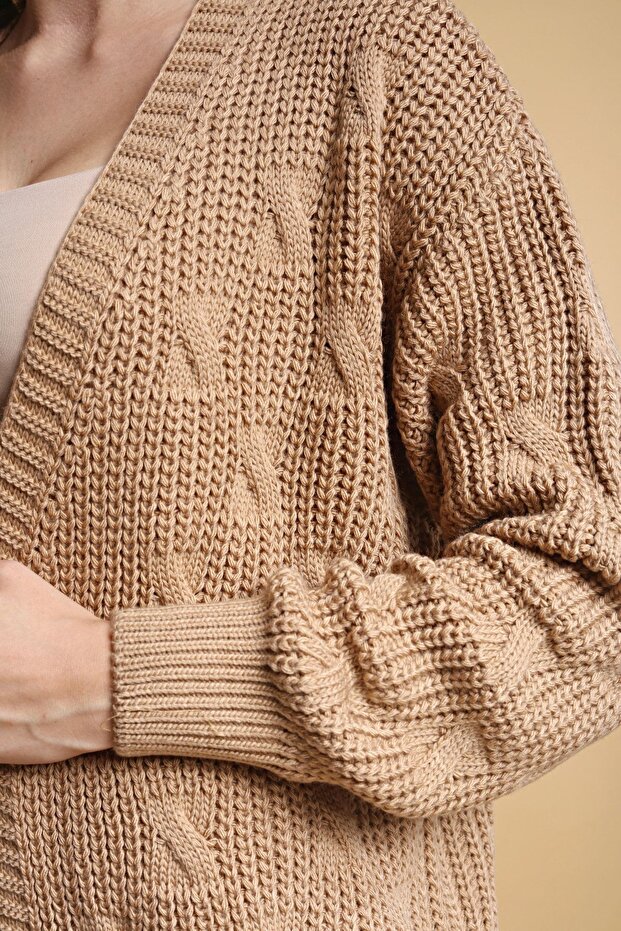 Kadın Kahve Uzun Triko Hırka - 5