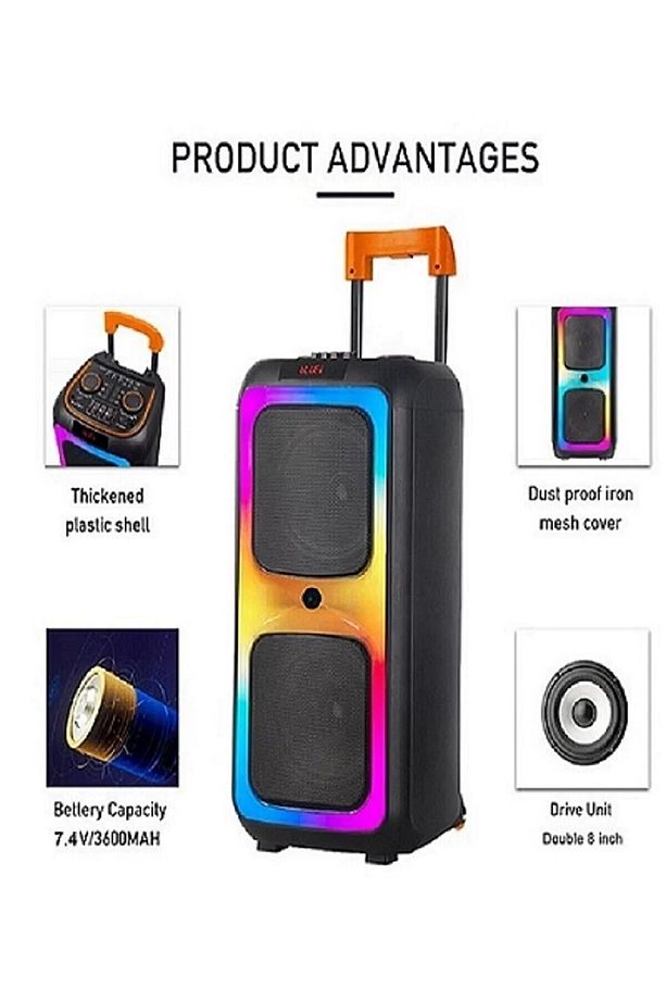 Taşınabilir Büyük Boy Rgb Bluetooth Mikrofonlu Parti Hoparlör Ndr-1097 - 2