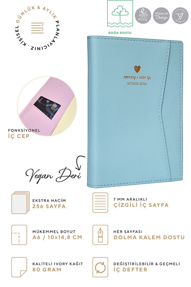 Geçmeli ve Cepli Defter A6 Ivory 128 yaprak - 2