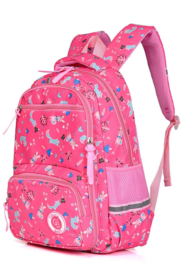 حقيبة ظهر مدرسية أساسية لتقويم العظام منقوشة باللون الوردي - 2