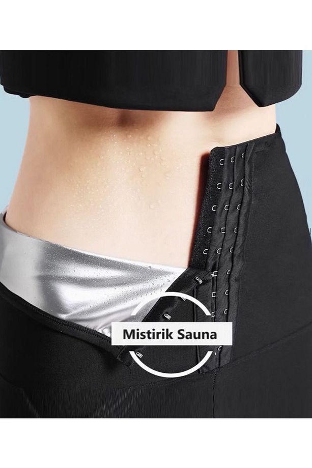 Sauna-Şort Model Zayıflatan Termal Iki Beden Incelten Vücut Şekillendirici Sauna Agraflı Korse Şort - 5