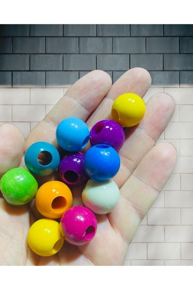 18 Mm Mixed Color Plastic Beads - 25 Pieces -